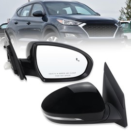 Lqito Right Passenger Side Mirror Compatible With 2019 2020 2021 Hyundai Tucson With Manual folding Power glass Turn Signal Heated Blind Spot Black Replace #87620D3930(8Pins)