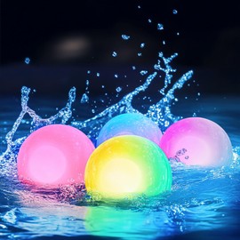4 Pack Light-Up Beach Balls - 12" Glow-in-the-Dark Pool Toys with 16 Colors & 4 Lighting Modes - Inflatable Floating Balls for Kids' Indoor/Outdoor Fun, Swimming Pool Games and Party Decorations