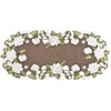Beautiful White Magnolia Floral Design and Green Leaves Embroidered Cutwork