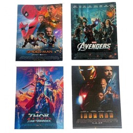 Melody Jane Dollhouse Set of 4 Superhero Fiction Posters Miniature Home Decor Accessories
