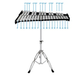 ENNBOM 32 Notes Glockenspiel Kit Xylophone Bell Percussion Instrument Set with Adjustable Stand Mallets and Carrying Bag