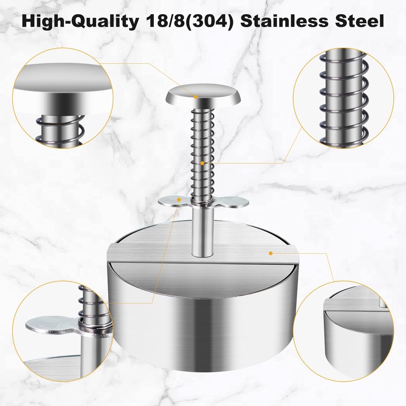 Stainless Steel Burger Press, Adjustable Hamburger Patty Maker, Meat Patty