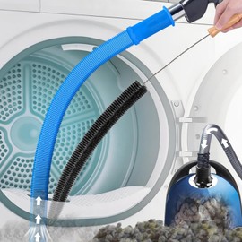PetOde Upgraded 2 Pieces Dryer Vent Cleaner Kit Compatible with Most Vacuum Cleaner, Flexible Dryer Lint Brush and Vacuum Hose Attachment - 31.5 Inch, Quickly Lint Remove, Blue
