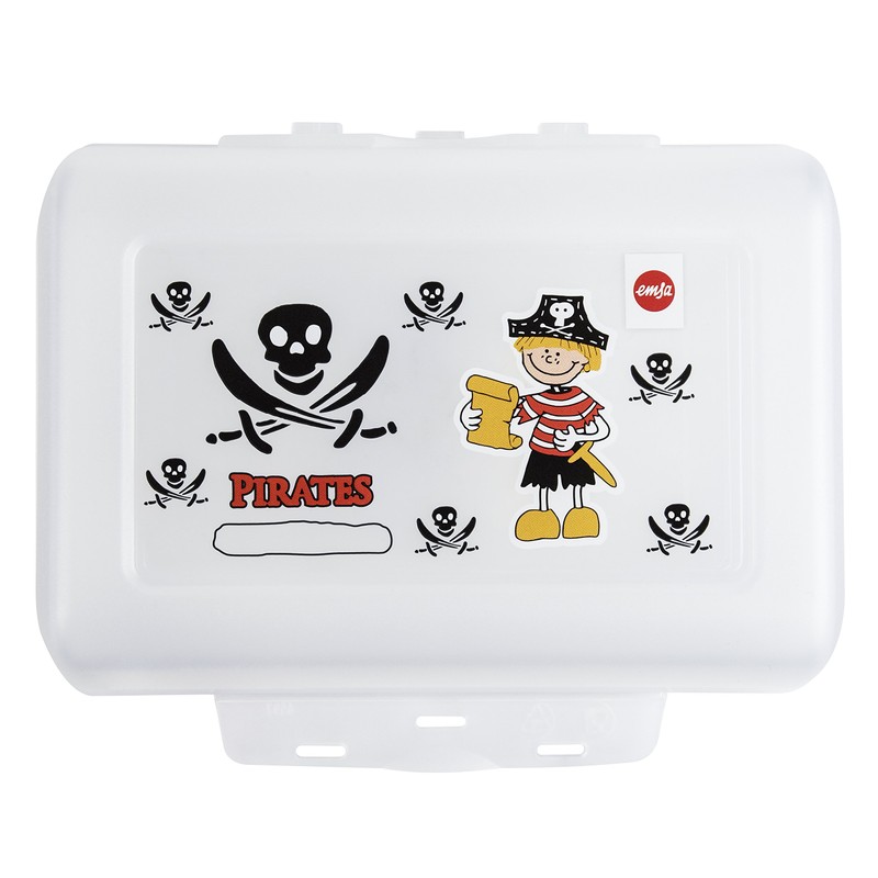 Emsa 513793 Children Lunch Box, Removable Partition, Pirate Motif, Black,