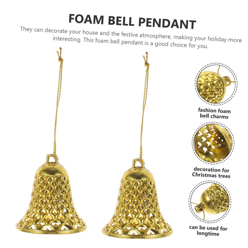 Ipetboom 12pcs Xmas Bell Pendant Ornaments Festive Plastic Hanging Decorations