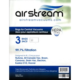 2 Packages of NUTONE Electron SVB Central DUSTLOCK Vacuum Bags 3 Pack Multi PLY Hoover CANAVAC FIT Models SC190 SC300 SC600 CX450 and All Eureka CV2