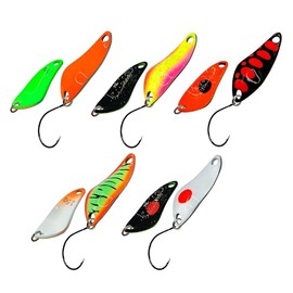 D-Ocean Trout Fishing Spoon 2.5 g 5 Pieces Fishing Trout Spoon Trout Fishing Trout Spoons Hooks Set Length 32 x 20 mm with Box Fishing Bait Trout Fishing Spoon (02)