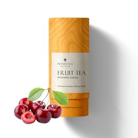 Prime Tea Amaretto/Cherry - Exquisite Fruit Tisane, Premium Organic Loose Leaf, Delicious Herbal Tea Mix, Natural & Vegan, Caffeine-Free, Perfect for Hot & Iced Tea Enjoyment - 3 Ounce Gift Size