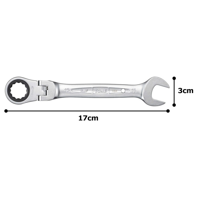 TONE RMF-15 Oscillating Ratchet Offset Wrench, Double Side Width 0.59