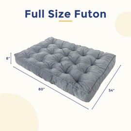 MAXYOYO 8" Futon Mattress, Full Size Extra Thick Futons Sofa Couch Bed for Adults, Velvet Floor Mattress Shredded Foam Filling (Frame Not Included)