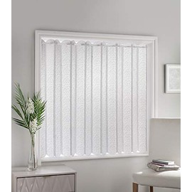 Parma - Plain Textured, Vertical Louvre Style Window Blind, Pleated Lace Panel Curtain, with café curtain style top in White (Width - 72" (183cm) x Drop - 72" (183cm))