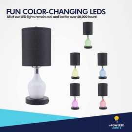 inPOWERED Lights Lamp Angel (Black Shade/Black Base) Standard Electric Night Light or Table Lamp with Emergency Battery Back Up, USB Charging, Color Changing Base, Nursery, Bedroom