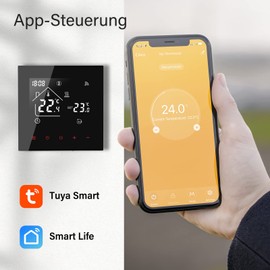 Beok Thermostat Heating Smart for Electric Underfloor Heating Programmable WiFi Room Thermostat Underfloor Heating Temperature Controller 230 V with Sensor Compatible Alexa 16A TDR89B-WIFI-EP Black