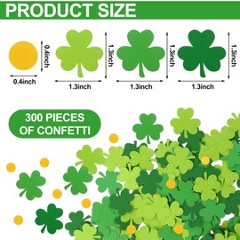 Whaline 300Pcs St. Patrick's Day Table Confetti Green Shamrock Yellow Dot Confetti Lucky Clover Table Centerpiece for Irish Holiday Party Decoration