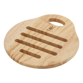 Fuji Boeki Trivet, Pot Mat with Handle, Natural Pear Shape, Natural Wood, Width 7.1 inches (18 cm) x Depth 6.3 inches (16 cm) x Thickness 0.4 inches (1 cm), Bonheur 22646