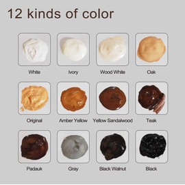 SEISSO Furniture Repair Kit Wood Filler - 12 Pcs Touch Up Wood Restore Set Filler 12 Colors Furniture Scratch Kit Wood Repair Kit for Scratches, Stains, Scorch, Wooden Floor, Door, Table, Chair