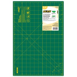 OLFA 12" x 18" Self Healing Rotary Cutting Mat (RM-CG) - Double Sided 12x18 Inch Cutting Mat with Grid for Quilting, Sewing, Fabric, & Crafts, Designed for Use with Rotary Cutters (Green)