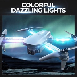 Mini Drone with Camera 1080P HD - Foldable FPV Drone with LED Lights for Adults Kids and Beginners, Toys Gifts RC Quadcopter with One Key Take Off, 3D Flips for Boys Girls with 2 Batteries(White)