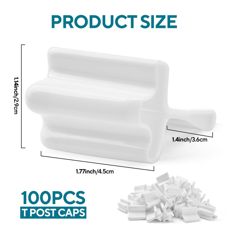 100 Pcs T Post Caps, Vinyl Safe T Post Topper