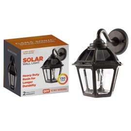 Gama Sonic Polaris Solar Wall Sconce Light, Outdoor Warm White LED Exterior Lamp, Black UV Protected Resin for Coastal Areas, for Walkways, Pathway, Columns, Sheds, Piers (177010)