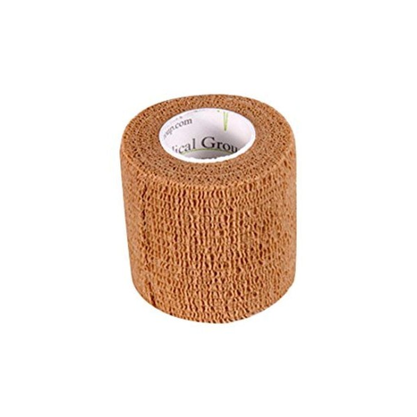 Althea Medical Group NSLF Cohesive Stretch Wrap, 2" x 5 yd, Tan(Pack of 12)