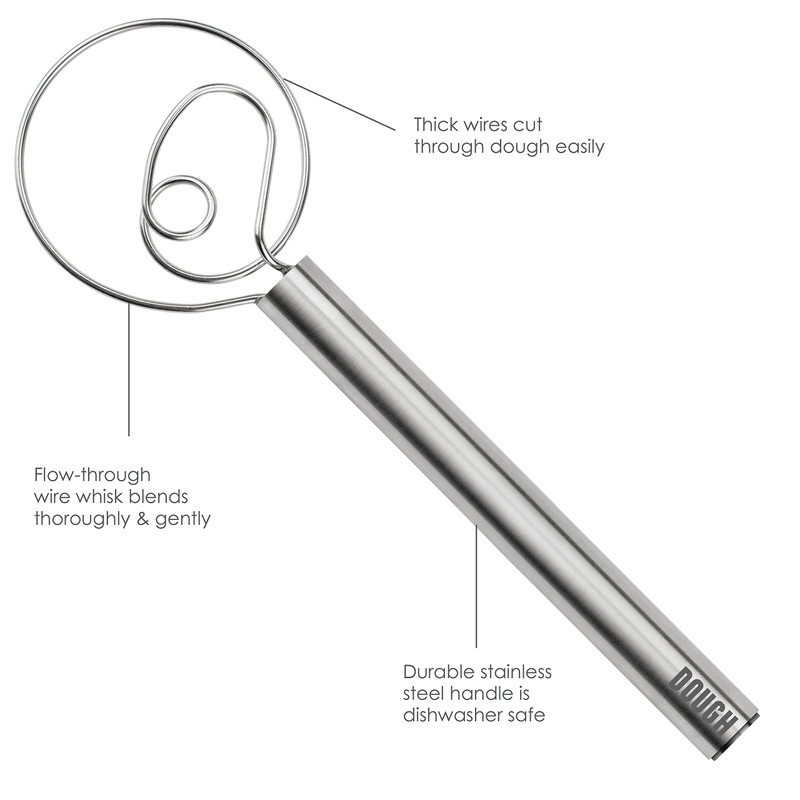 Tovolo Danish Dough Whisk Stainless Steel Dutch Bread Sourdough Whisker