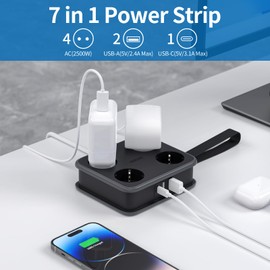 Steckdosenleiste mit USB C NTONPOWER Mehrfachsteckdose 4 Fach Steckdosenleiste USB mit 1,6 Meter Verteilersteckdose Mehrfachsteckdose Wandmontage, Schwarz