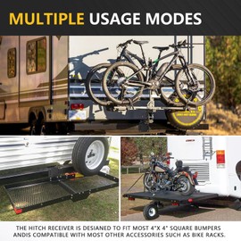 YZONA RV Bumper Hitch Receiver, 2" Tow Hitch Trailer Fits 2 inch to 4 inch Rear Beams, 3500 LBS Capacity Upgrade Towing Adapter Openning for Camper Cargo Carrier Bike Racks RV Tire Carrier Ball Mounts