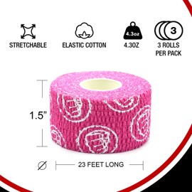 WOD Nation Weightlifting Hook Grip Tape - 12 Pack 23 Feet Long Sticky, Comfortable & Stretchy Athletic Tape for Weight Lifting forCrossfit and Cross Training - Thumb, Hand & Finger Protection - Pink