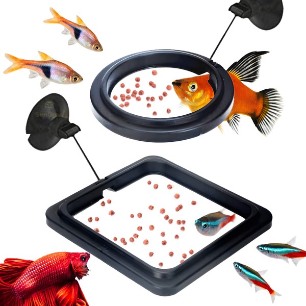 SunGrow 2 Betta Feeding Ring, Prevent Water Turbulence from Washing Food into Filter, Practical Round Floating Food, Suitable for Guppy, Goldfish and Other Small Fish