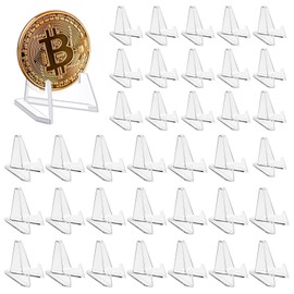 XIATIAN Pack of 36 Acrylic Card Stands, Coin Stand, Mini Easel Card Stand, Transparent Acrylic Easel Holder for Coins, Pocket Watches, Medals