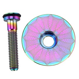 KOMBIUDA 1set Colorful Titanium Alloy Bike Headset Stem Caps Screws and Lightweight Bicycle Accessory for Mountain and Road Bikes