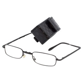 Calabria 308 Folding Reading Glasses +1.25 Gunmetal Men Women Foldable Pocket Reader Spring Hinge Eyeglasses Compact w/Case