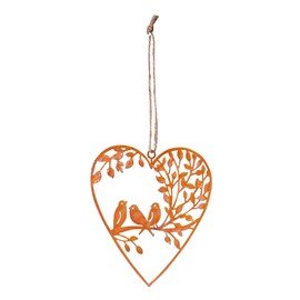 levandeo Heart 12 x 13 cm Metal Hanging Bird Garden Decoration Door Sign Patina Wall Picture Rust Decoration Decorative Rust Garden Sign Gift Idea
