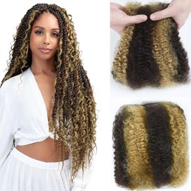 Afro Kinkys Bulk Human Hair For Braiding 14 inch Highlight 4/27 Afro Kinky Curly 100% Real Human Hair Bulk for Dreadlocks Mini Twist Crochet Braids Hair Extensions 50g/pack