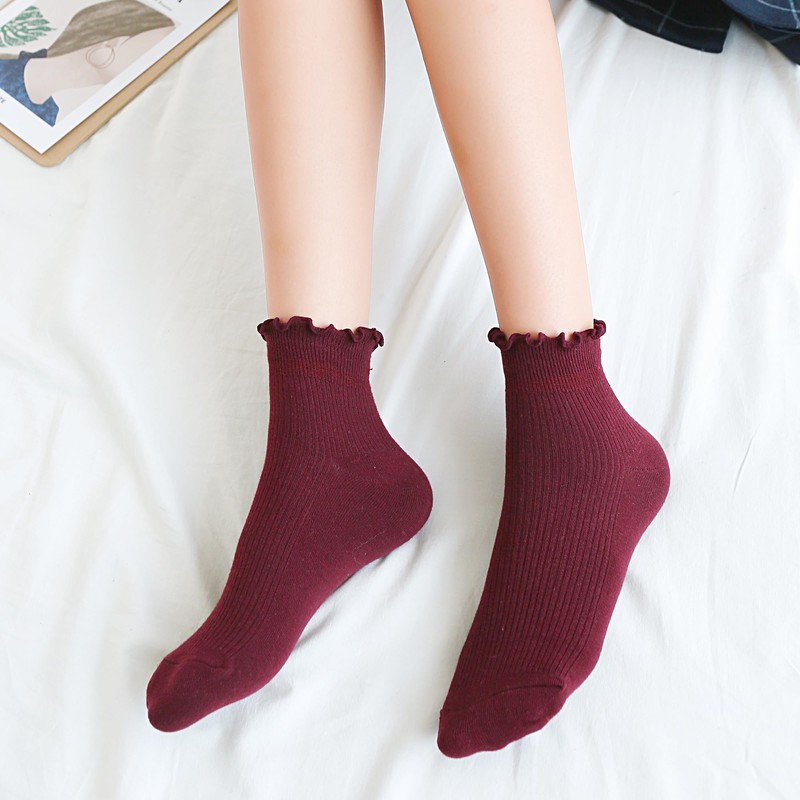 DOOVID Ruffle Crew Socks Cute Ankle Socks for Women Girls
