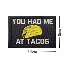 Flipfit 2PCS Funny Tacos Embroidered Patch,Black Yellow Hook and Loop Patches for Backpacks, Jackets,Vests,Clothes,Hats