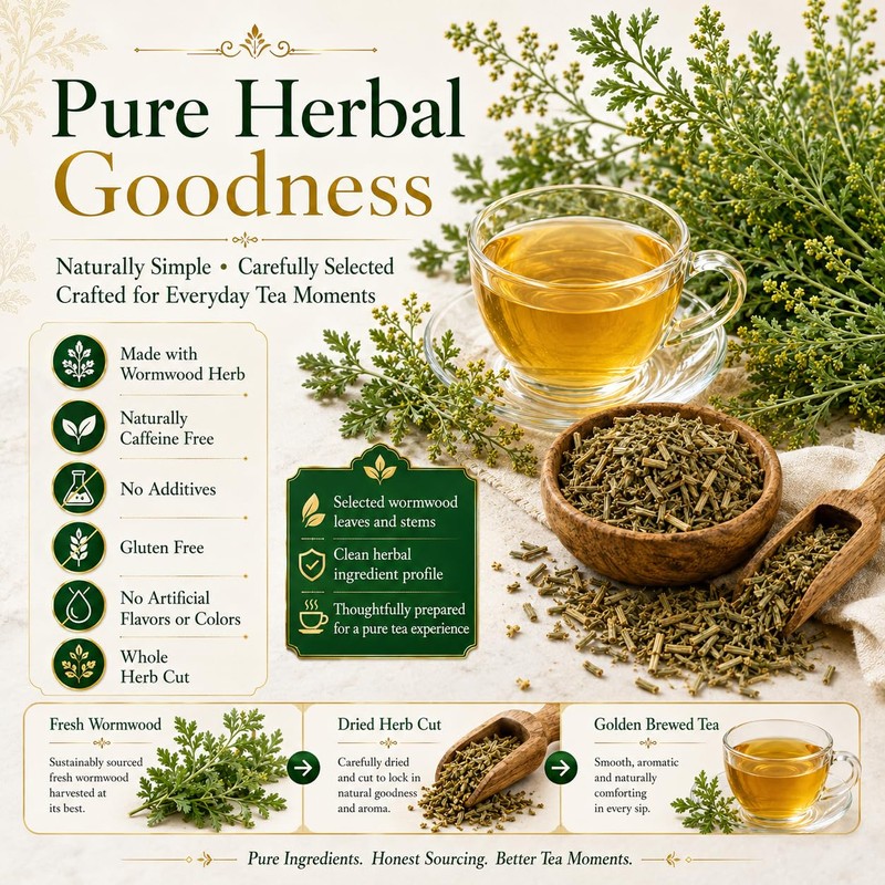 WOTIHA Wormwood Tea Bags, Pure Bitter Herbal Tea, 2.64 oz