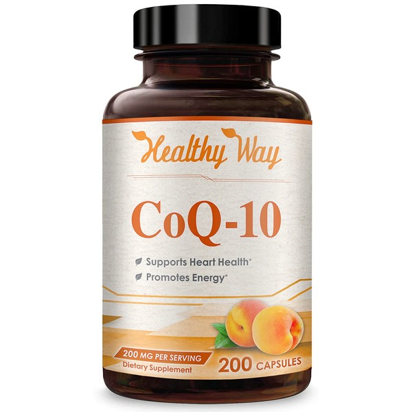 Healthy Way CoQ10 200mg 200 Capsules Quick Absorption - Non-GMO