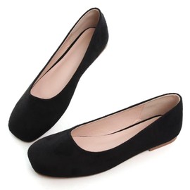 TANGNEST Women Cute Bowknot Flats Soft Slip On Dress Flats Comfort Square Toe Flats Black 40(8)