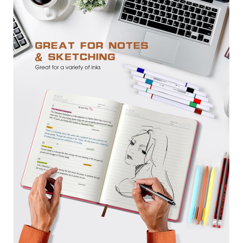 Biuwory Lined Journal Notebook for Women Men,256 Pages B5 Large