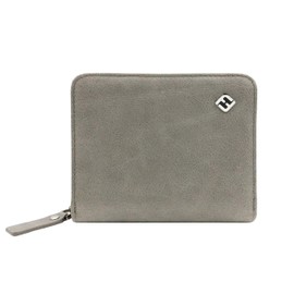 FreeHaveFun Women's Wallet with RFID Blocker, Leather, Coin Compartment, Zip Around, Small, gray, S, Vintage