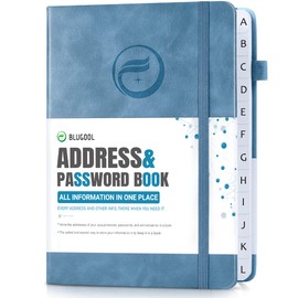 Address Book with Alphabetical Tabs, Hardcover Password Book, Address Organizer Keep Track of Phone Numbers, Special Days, Birthdays, Anniversaries and Notes(5.3″x 7.7″, Bluegrey)