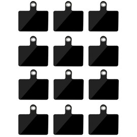 12 Pack Phone Tether Tab, Cellphone Lanyard Tab with Metal Ring, Universal Replacement Attachment PVC Cell Phone Patches Sticker Pad for All Full Phone iPhone Smartphone Cases, Black