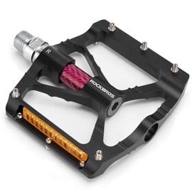 ROCKBROS Bicycle Pedals 9/16 "Aluminum Alloy MTB Pedals With Sealed Bearings and Reflector Non-slip Pedals Black