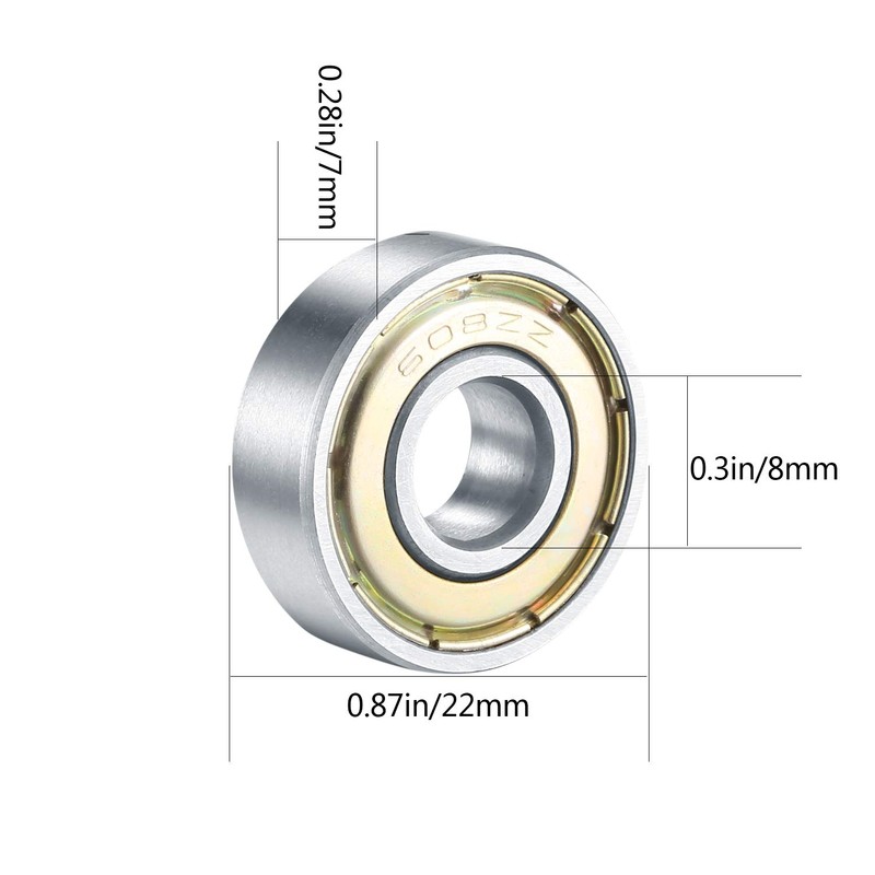 20PCS Skateboard Bearings, 608ZZ Double Shielded Ball Bearings, Small Bearing