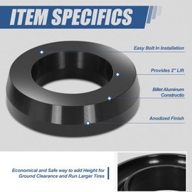 Auto Dynasty Front Coil Spring Lift Spacer Leveling Kit Compatible with 1994-2018 Dodge Ram 1500 2500 3500 2WD, 2" Lift Height, Powdercoated Black
