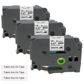 COLORWING Compatible Fabric Tape Replacement for Brother TZe-FA231 TZ Iron On Tape 12mm 0.47" White, for Brother Ptouch PTD400 PTD210 PT-1280 Label Maker, 3-Pack