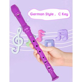 Mr.Power Soprano Recorder C Key 8 Hole German Fingering Clarinet ABS Music Flute Gift for Beginner Graduation School Education Family (Purple)