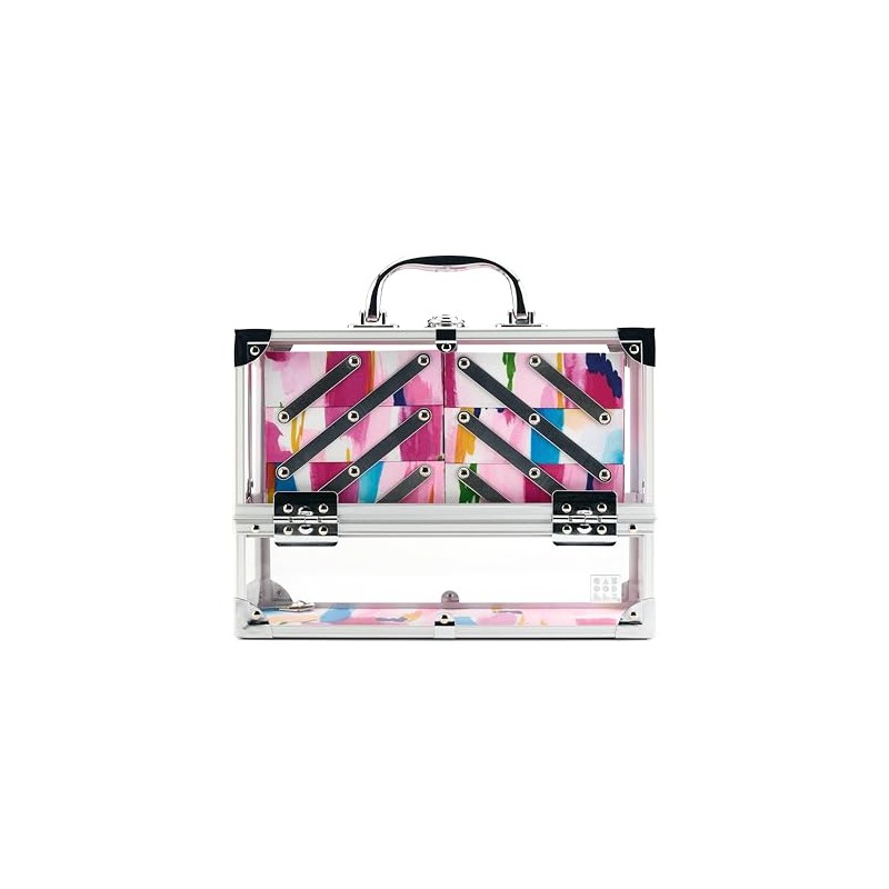 Caboodles Neat Freak Train Case, Watercolor | 6-Tray Cosmetic Organizer